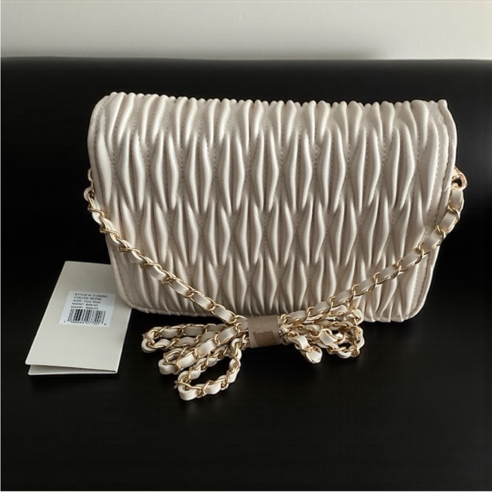 Valentino Orlandi Cream Quilted Bag with Gold Detail  NWT - Picture 2 of 6
